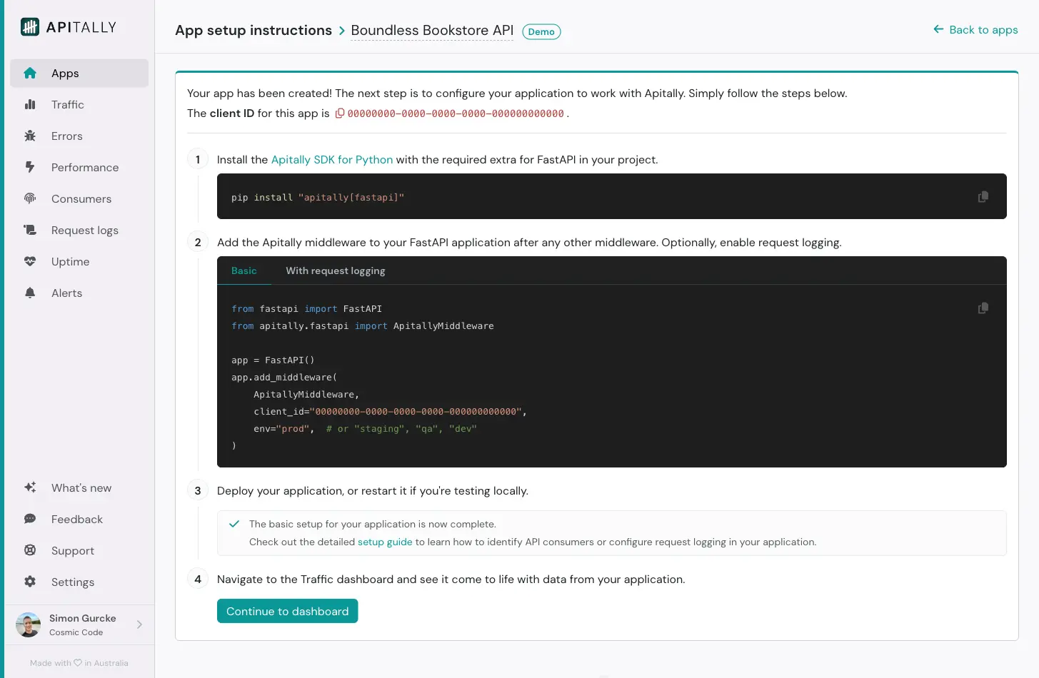 App setup instructions