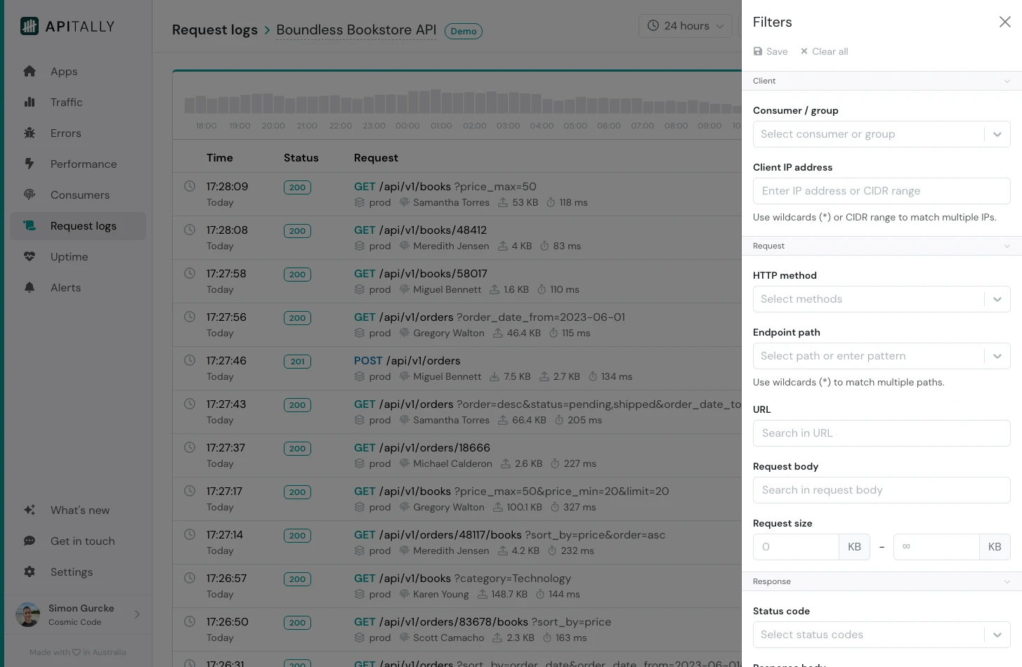 Request log filters
