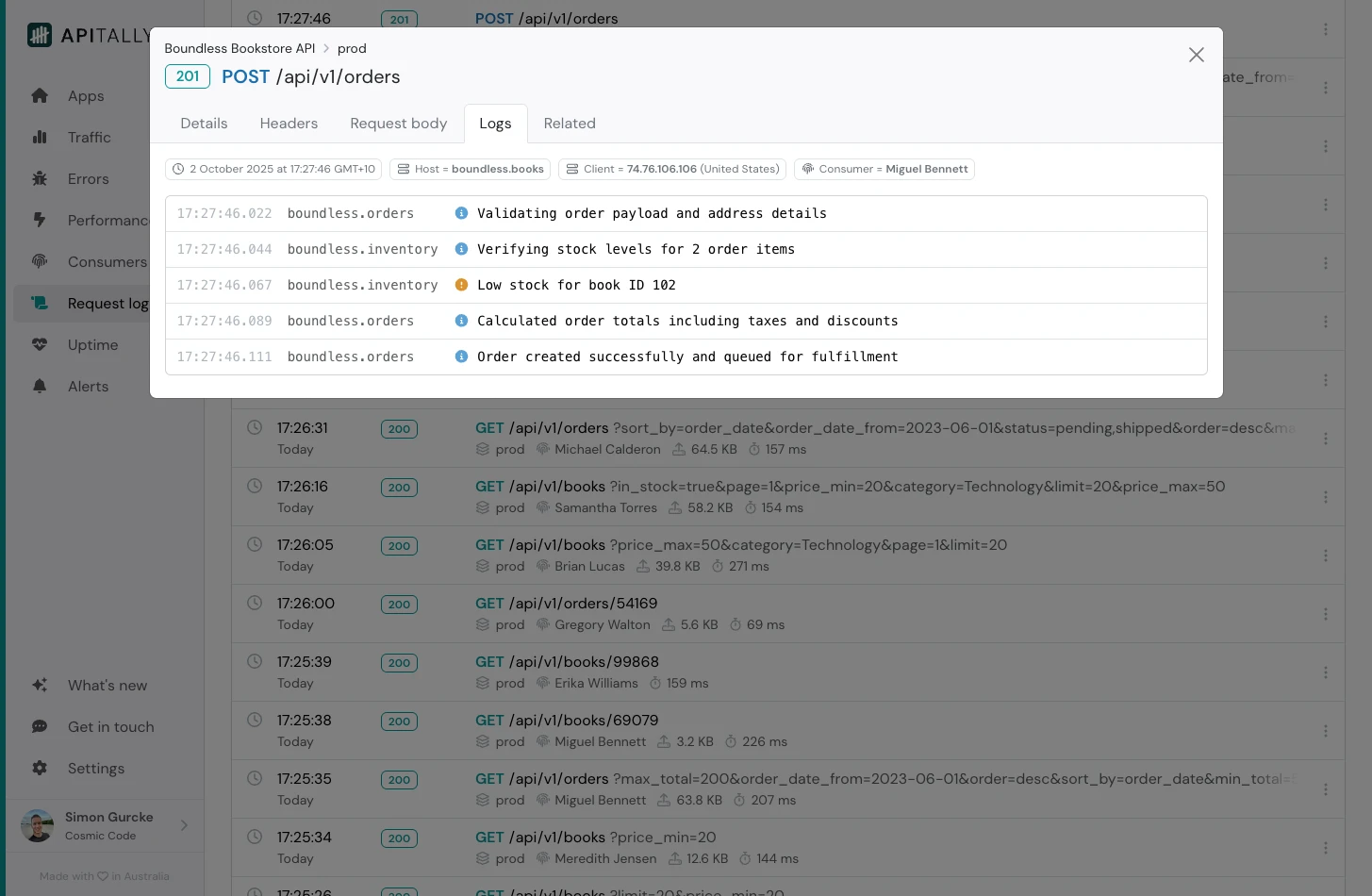 Application logs