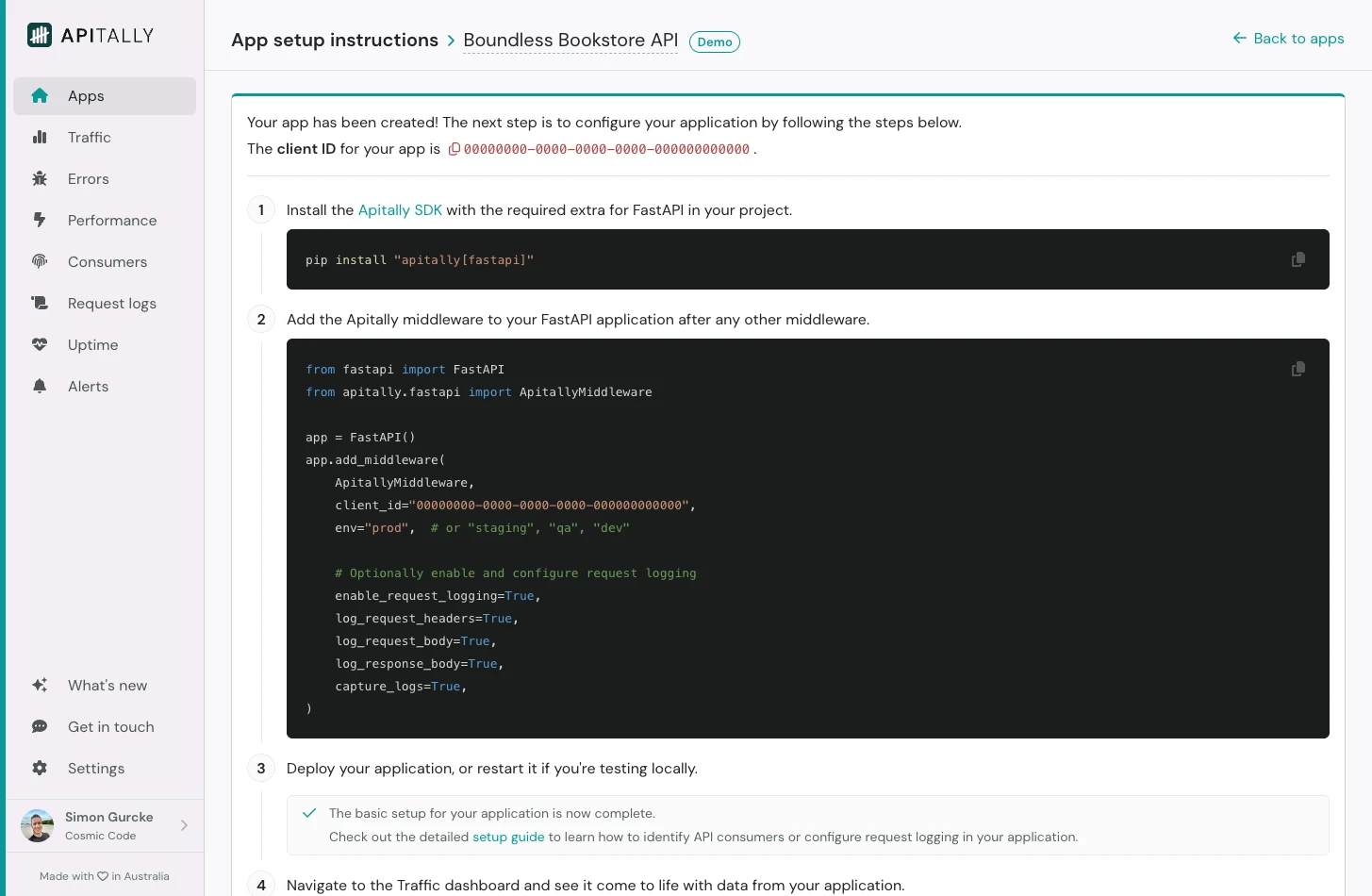 App setup instructions